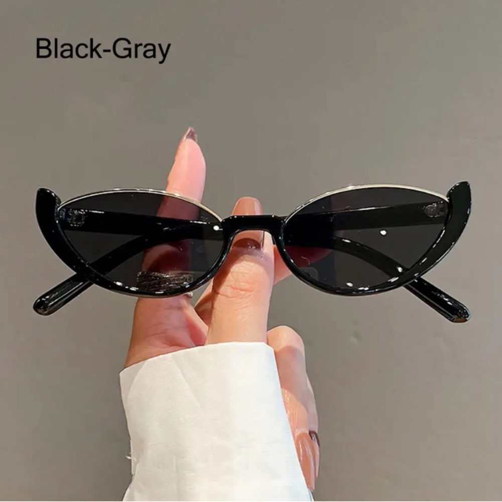 Black Gray Cat Eye Sunglasses| Trendy Shades | Casual Retro Fashion Eyewear